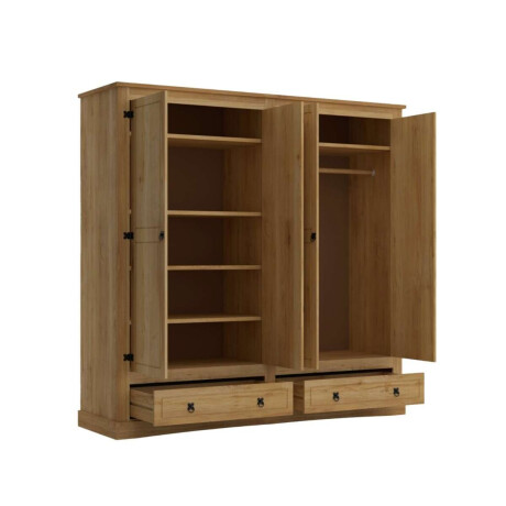 Ropero 4 puertas 2 Cajones Madera Linea mexicana Natural