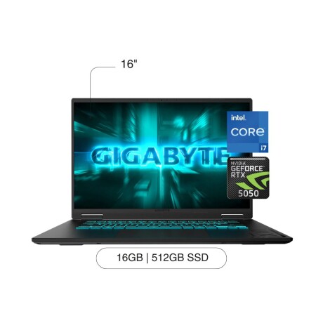 Notebook GIGABYTE A16 16' WUXGA 512GB / 16GB RAM Intel Core I7-13620H RTX5050 De 8GB Notebook GIGABYTE A16 16' WUXGA 512GB / 16GB RAM Intel Core I7-13620H RTX5050 De 8GB