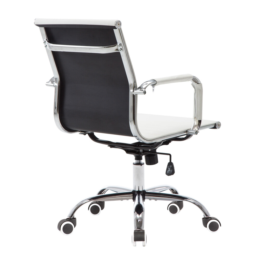 SILLA DE ESCRITORIO SIMIL-CUERO BLANCO D-101