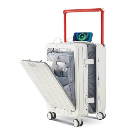 Valija carry on rígida con apertura delantera y cargador USB Verde