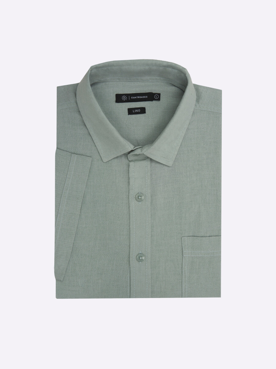 Camisa m/c lino - verde 