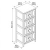 ORGANIZADOR DE MADERA BLANCO C/4 CAJONES Unica