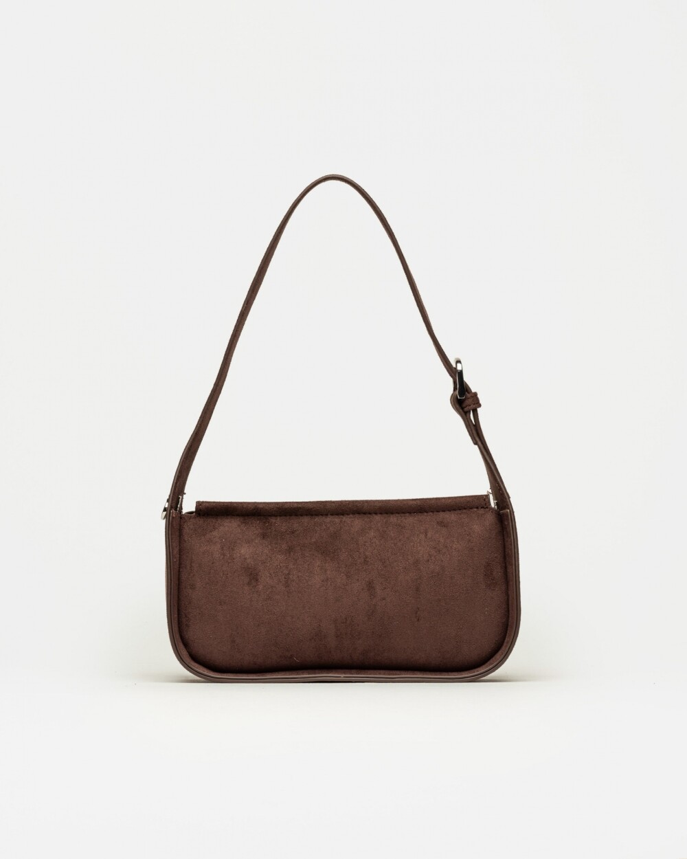 Cartera al hombro Leaf en efecto cuero gamuza Chocolate