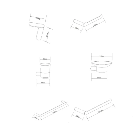 Set De Accesorios De Baño 7 Piezas Acero Inoxidable Negro Mate Aqualia 000