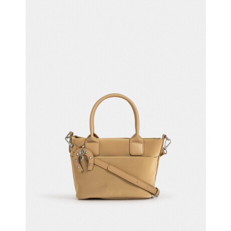 Cartera Mini City Con Charm Marron Beige