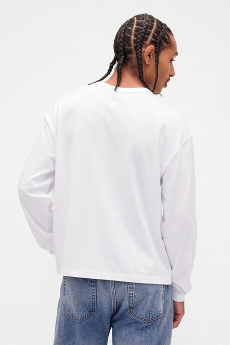 Remera Logo Gap Manga Larga Hombre Optic White V6