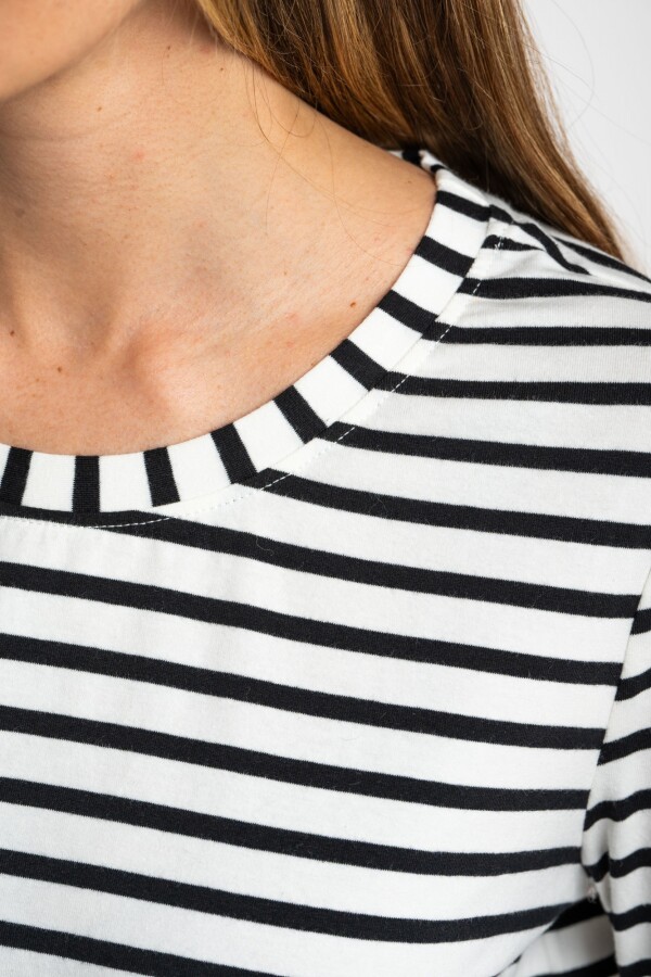 Remera Rayada Algodón Nácar