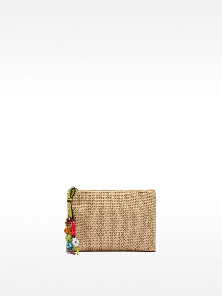 Monedero Con Efecto Rafia beige