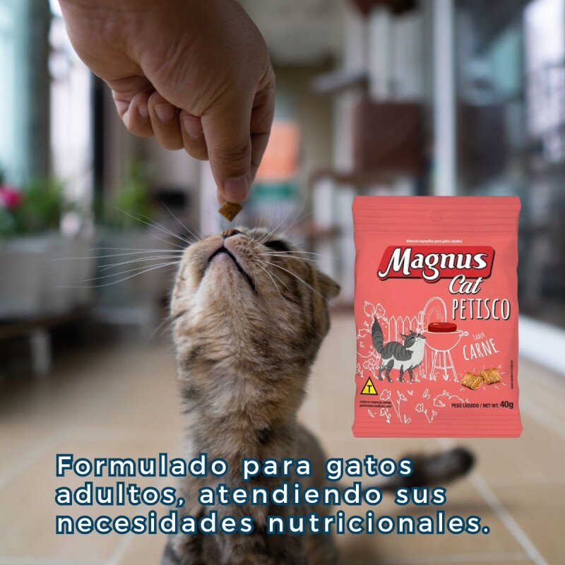 SNACK MAGNUS CAT PETISCO 40 GRAMOS SABOR CARNE
