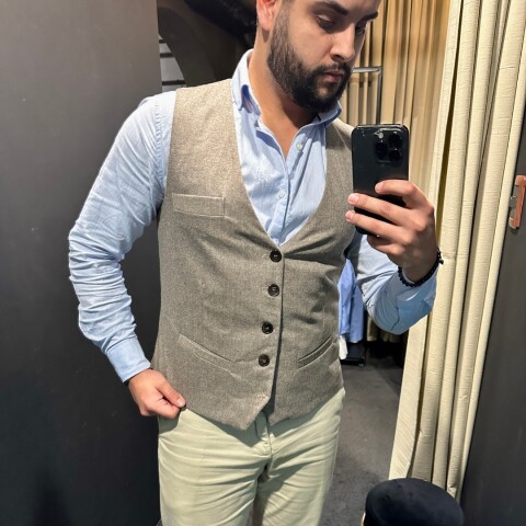 Chaleco de Lana Beige Melange