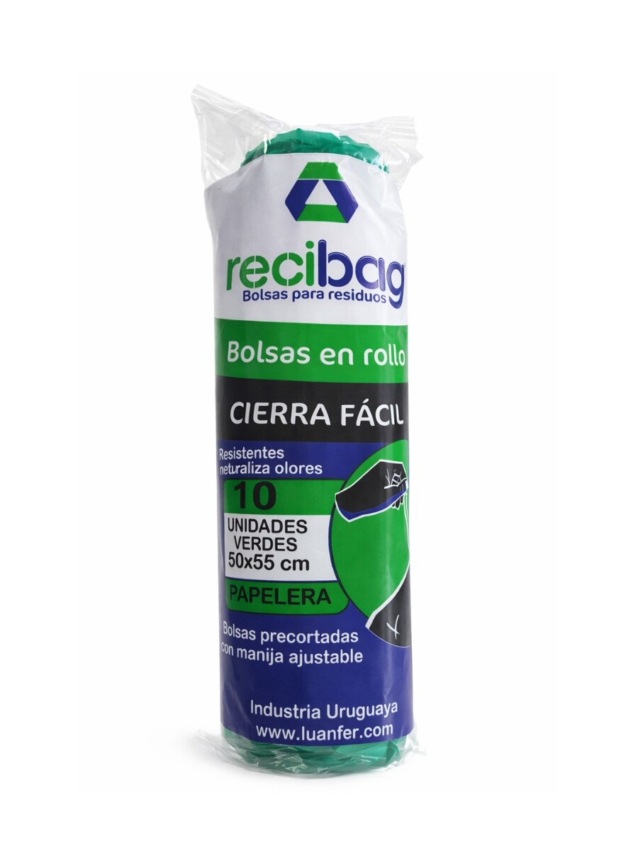 BOLSAS RESIDUOS EN ROLLO CIERRA FÁCIL - verde 