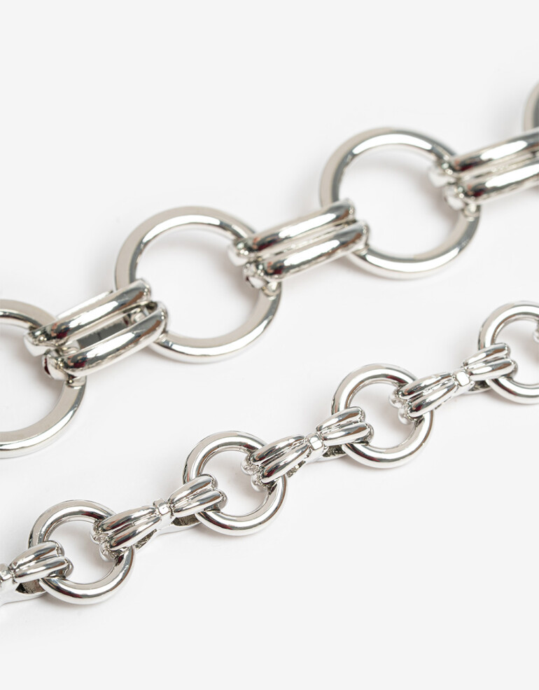 Pulseras Flexibles Sets Metal Pulseras Flexibles Sets Cadena De Metal - Plateado Rodio