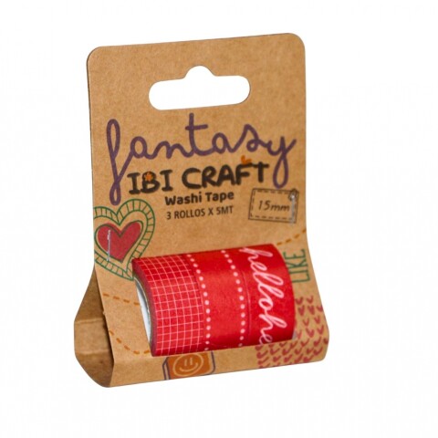 CINTA ADHESIVA CON DISEÑO IBICRAFT WASHI TAPE COLOR ROJO Y BLANCO CINTA ADHESIVA CON DISEÑO IBICRAFT WASHI TAPE COLOR ROJO Y BLANCO