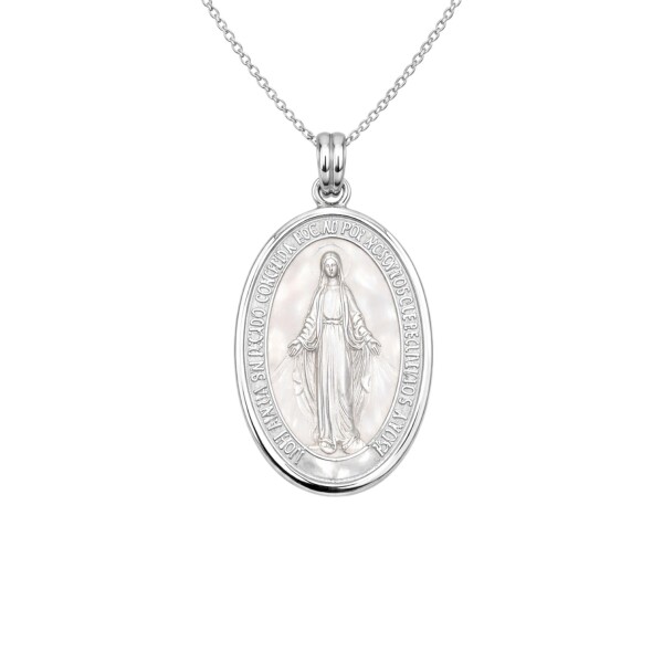 Dije virgen milagrosa - Plata 925 y oro - nacar - CP5671 conpiedra