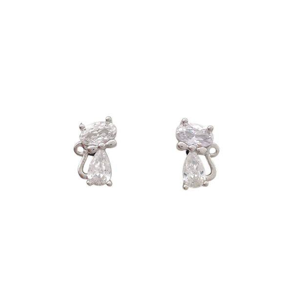 Caravanas Gatitos-Plata 925-Piedra Zirconia-CA3109 conpiedra