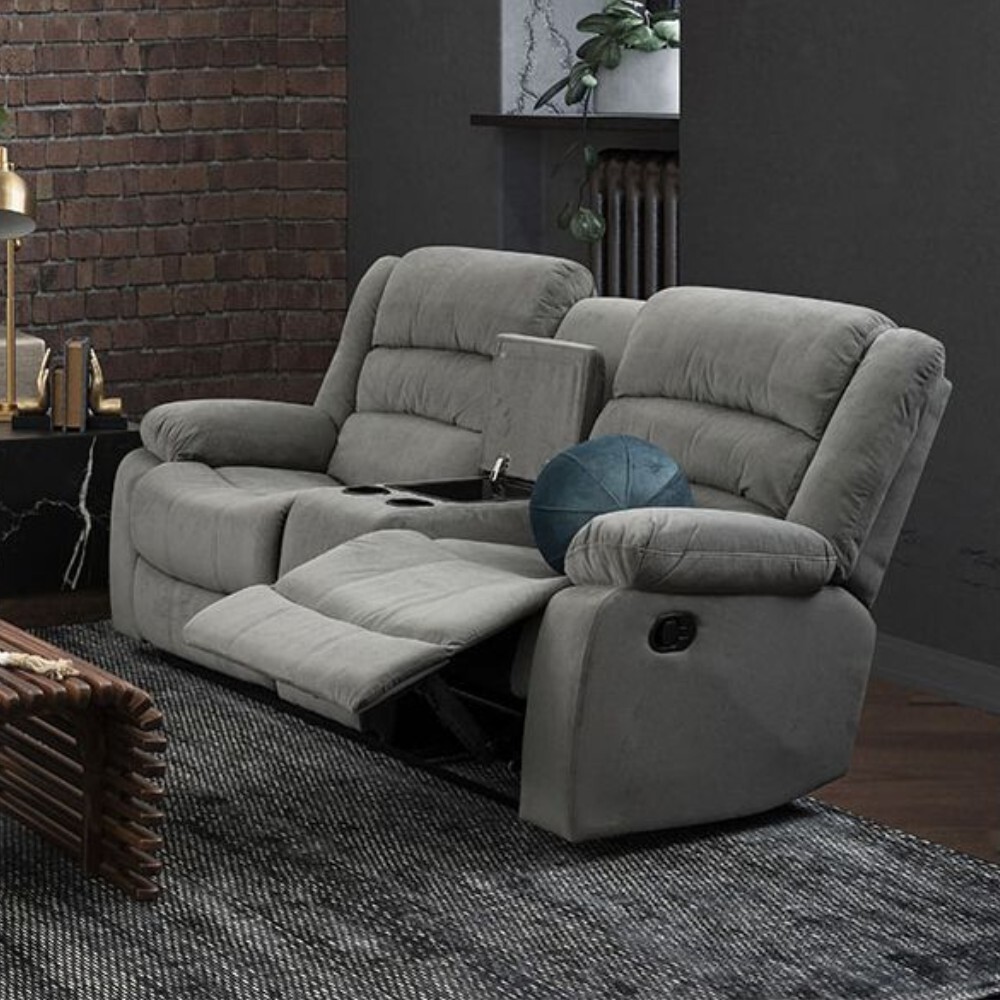 SOFÁ SILLON RECLINABLE 2 CUERPOS GRIS