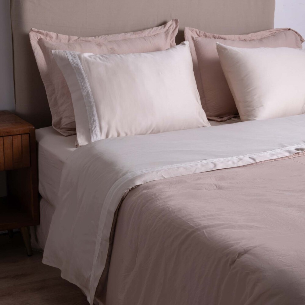 JUEGO DE SABANAS QUEEN ALGODON NATURAL-BEIGE VANILA 300H BEIGE