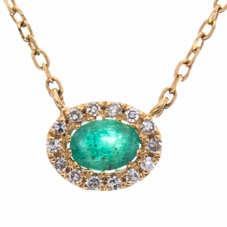 Cadena de oro 18 ktes aplique con brillantes y esmeraldas. Cadena de oro 18 ktes aplique con brillantes y esmeraldas.