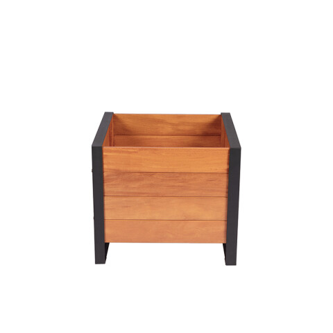 Maceta baja en madera con estructura de acero -TRAMONTINA TB7203