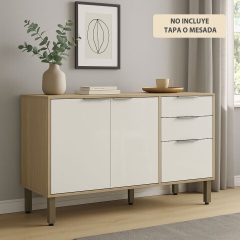 Bajo Mesada Gloria 120 cm de ancho 3 Puertas 2 Cajones Rieles Telescópicos Bajo Mesada Gloria 120 cm de ancho 3 Puertas 2 Cajones Rieles Telescópicos