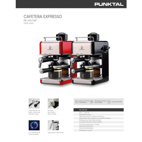 Cafetera Punktal Pk-c103 Caf Automática Roja Y Plateada Expreso 220v - 240v 5629