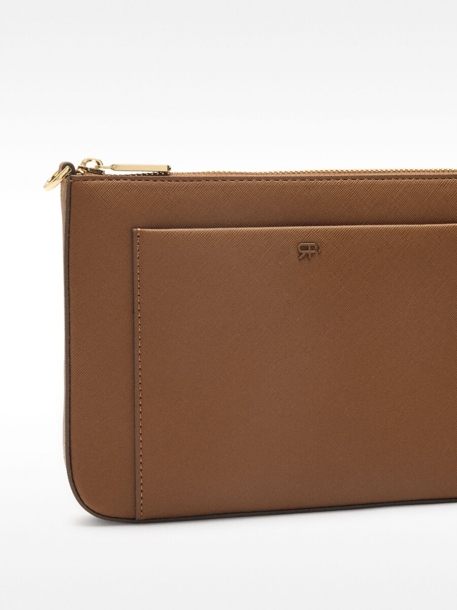 Bolso Bandolera Con Bolsillo Exterior camel
