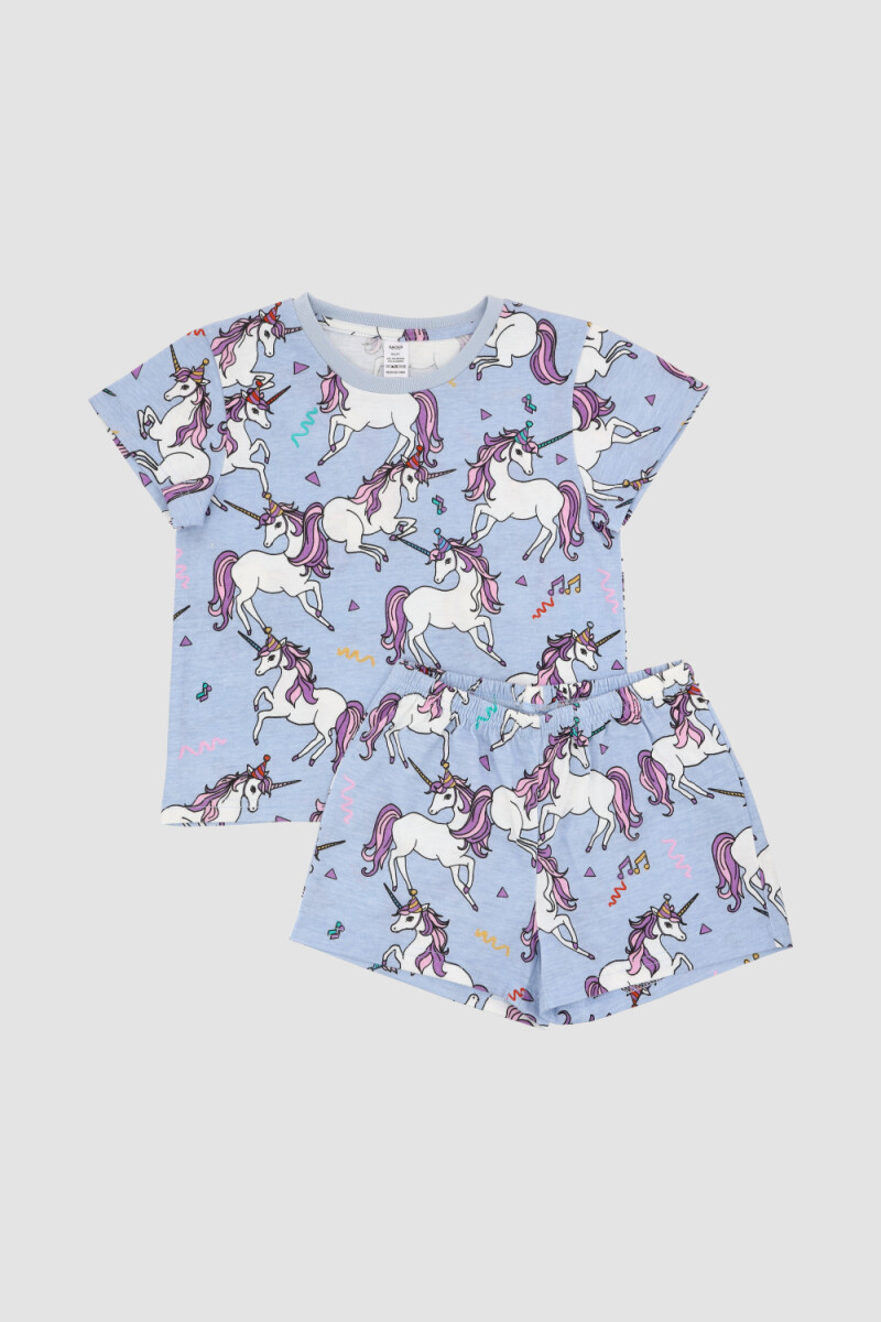 Pijama infantil unicorn Pastel blue