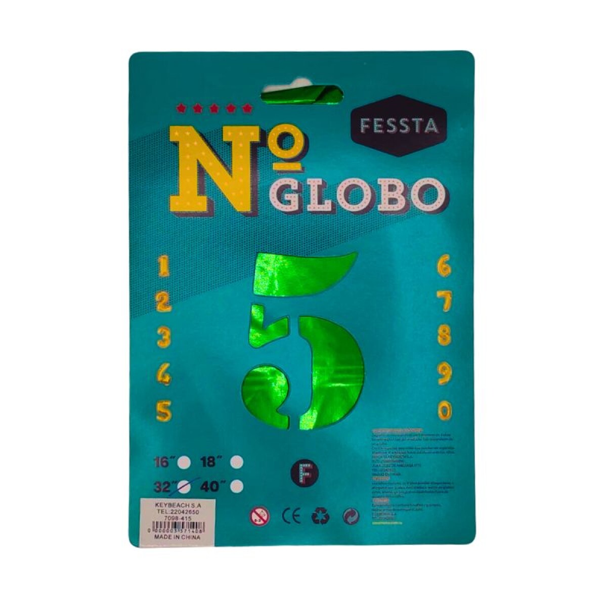 Globo Número Fessta 32" Verde - CINCO 