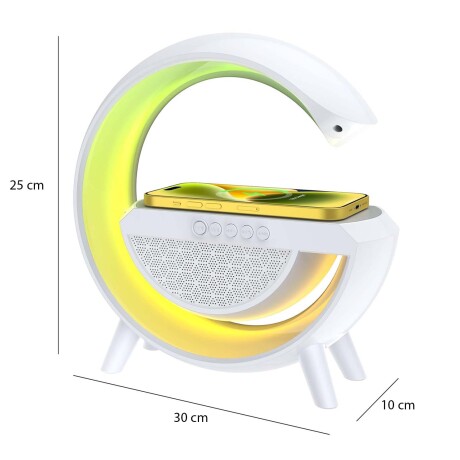Parlante Bluetooth c/ Luz RGB y Carga Rápida Inalámbrica Cel Blanco