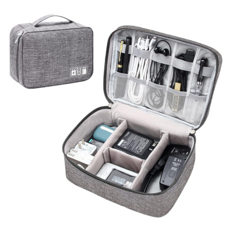 Estuche Organizador p/Aparatos Accesorios Electrónicos Viaje Gris