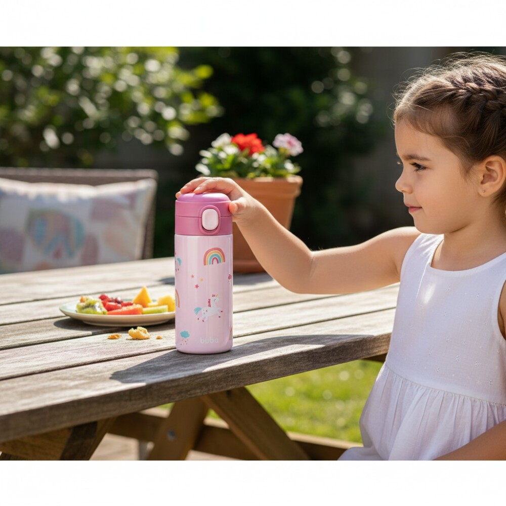 Vaso termico BUBA Magic sorbito unicornio rosa