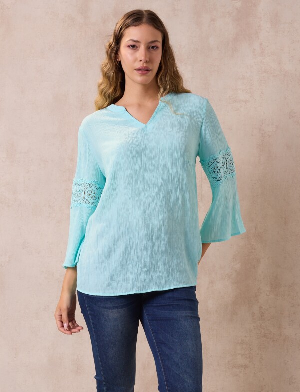 Blusa Manga Calada VERDE AGUA
