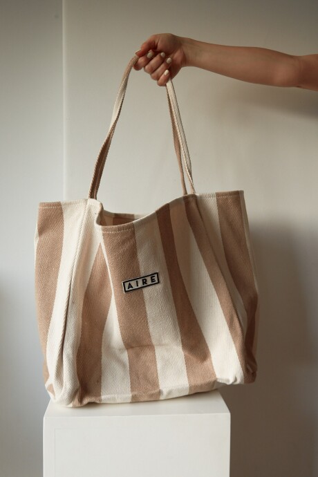 MAXI BOLSO RAYAS BLANCO Y BEIGE