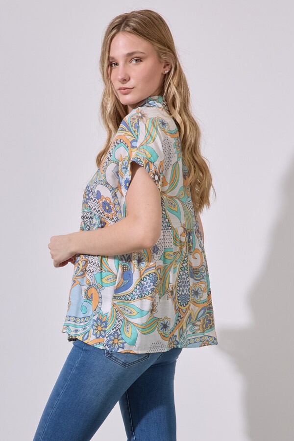 Camisa Gasa Print MULTI/ANARANJADO