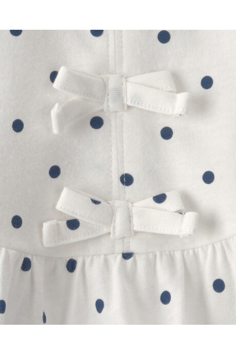 Set dos piezas de algodón, short y blusa, azul y blanco, diseño lunares. Talles 6-24M Sin color