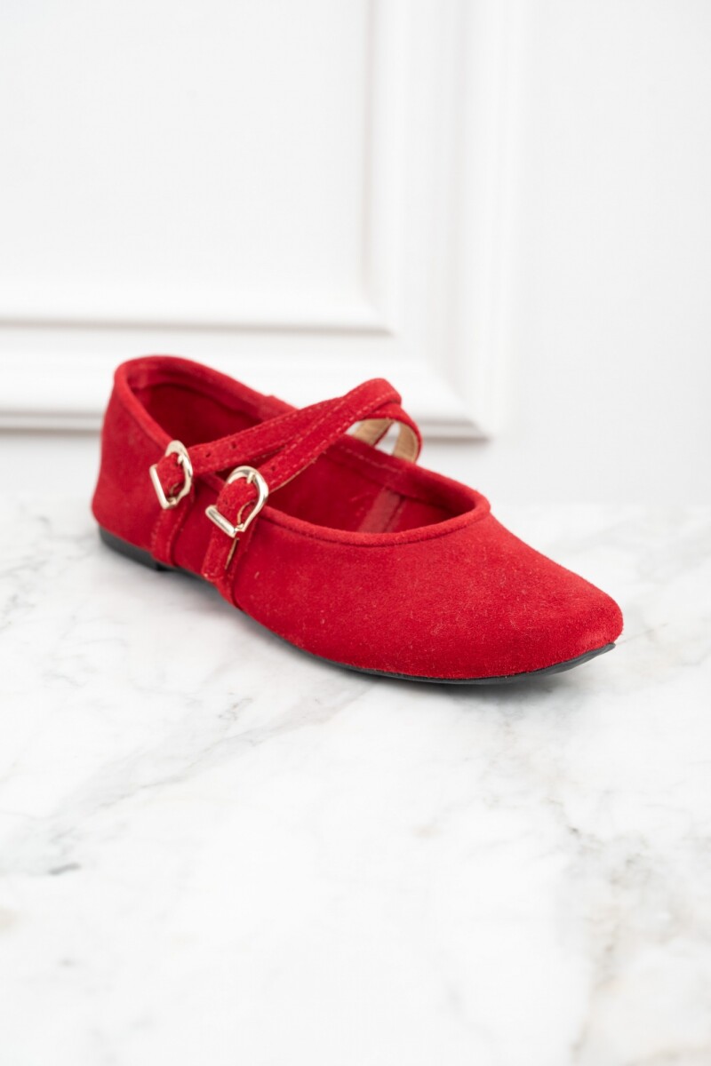 Chatita Gamuza Cuero Rojo