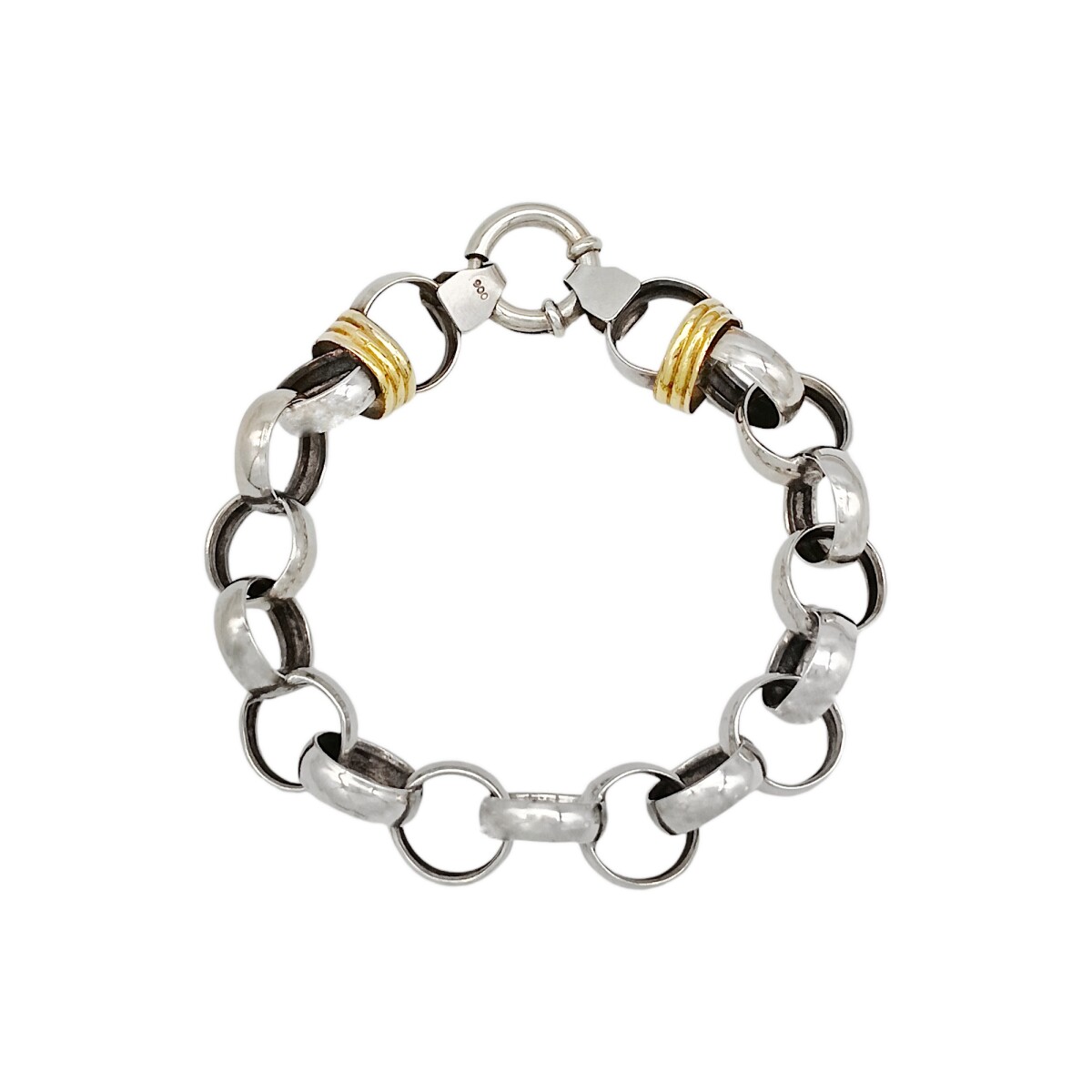 Pulsera Rolo-Plata y Oro-Sin Piedra-PU5147 - sinpiedra 