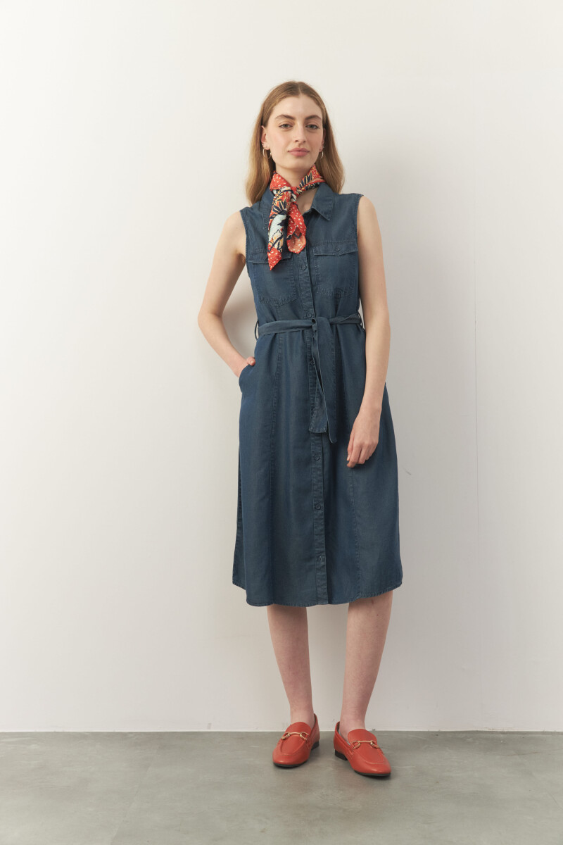 VESTIDO BARREIRO WASHED Azul