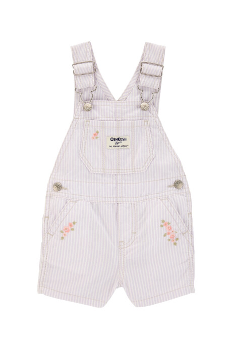 Enterito corto de algodón, diseño a rayas, con bordado floral Enterito corto de algodón, diseño a rayas, con bordado floral