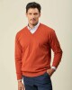Buzo Lambswool Escote V Ladrillo