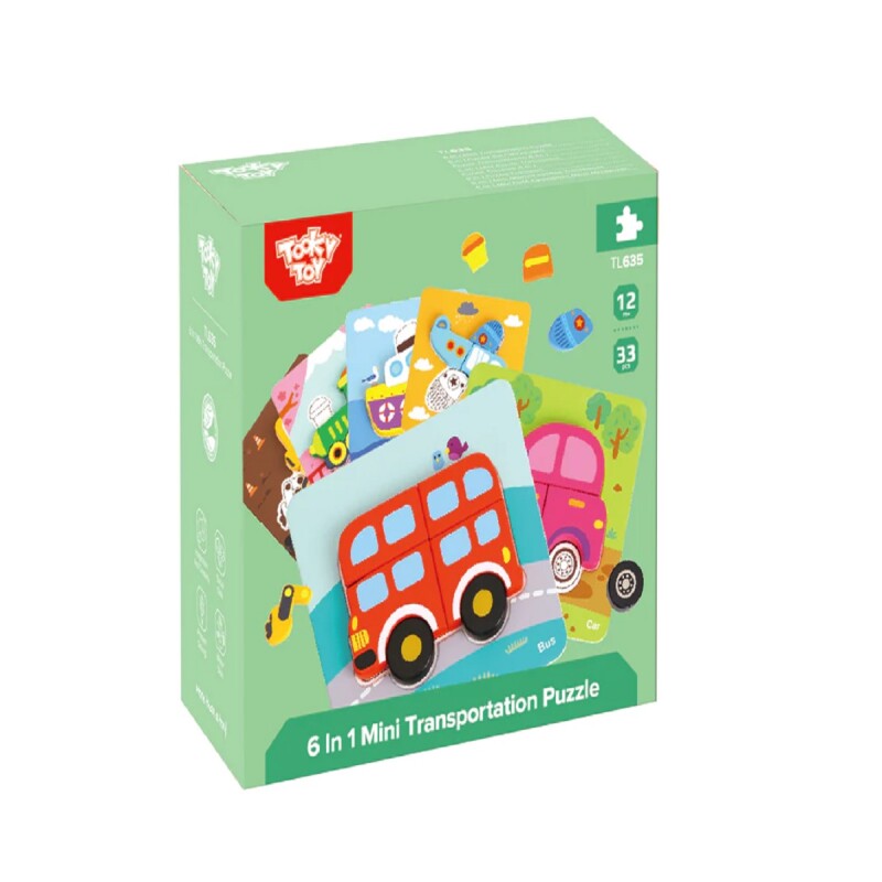 Tooky Toy 6 in 1 Mini Puzzle de Transporte 33 pzs Tooky Toy 6 in 1 Mini Puzzle de Transporte 33 pzs