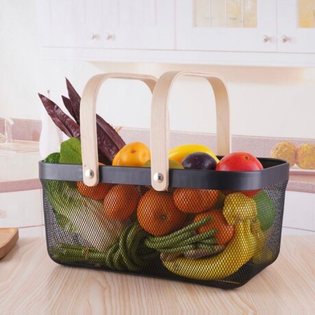 Canasto Metálico Multiuso Negro 40cm x 18cm Canasto Metálico Multiuso Negro 40cm x 18cm
