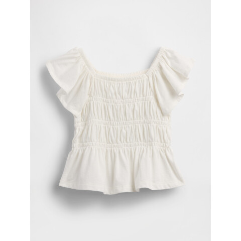 SS FLTR SMOCKED JSY TOP - MARCH NEW OFF WHITE