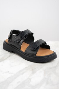 Sandalia Cuero Combinada Negro