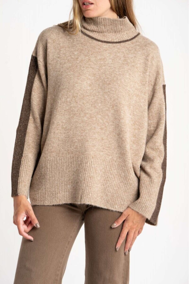 Polera Combinada - Beige Melange 