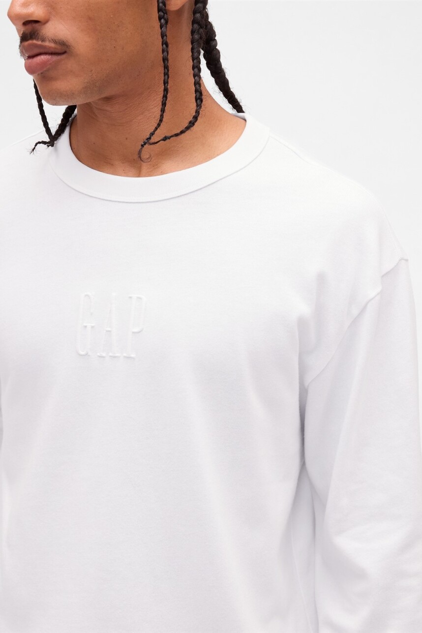 Remera Logo Gap Manga Larga Hombre Optic White V6