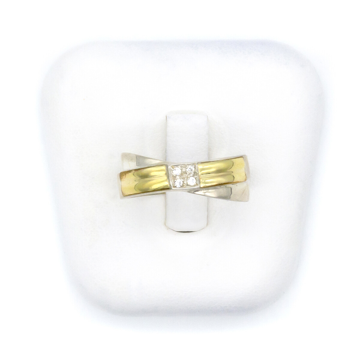 Anillo de plata 925, double en oro 18 ktes y circonias. 
