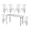 Juego De Jardín Mesa Rectangular+ 6 Sillas Pvc Sin Posabrazo Blancas Juego De Jardín Mesa Rectangular+ 6 Sillas Pvc Sin Posabrazo Blancas