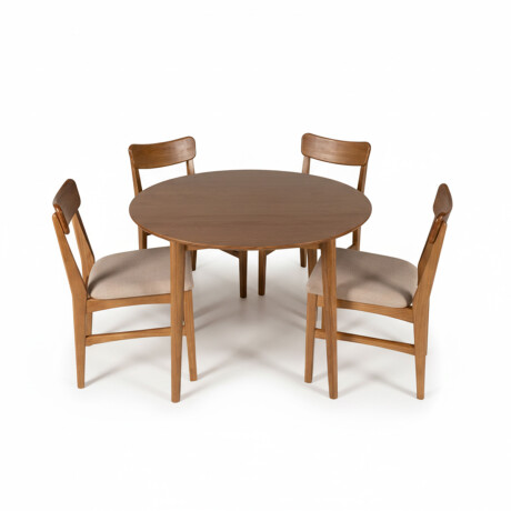 Juego de Comedor Olmo - Mesa redonda 100 + 4 sillas Miel