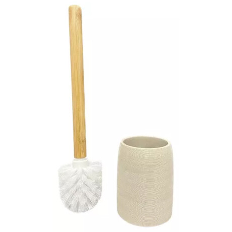 Set de escobilla para baño con mango en bambú Gris